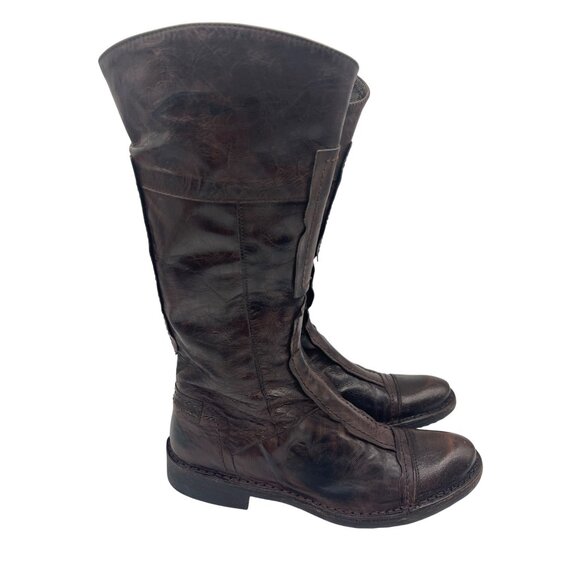 Boemos Women's Dark Brown Leather Knee-High Riding Boots Size 7.5 - Picture 2 of 10